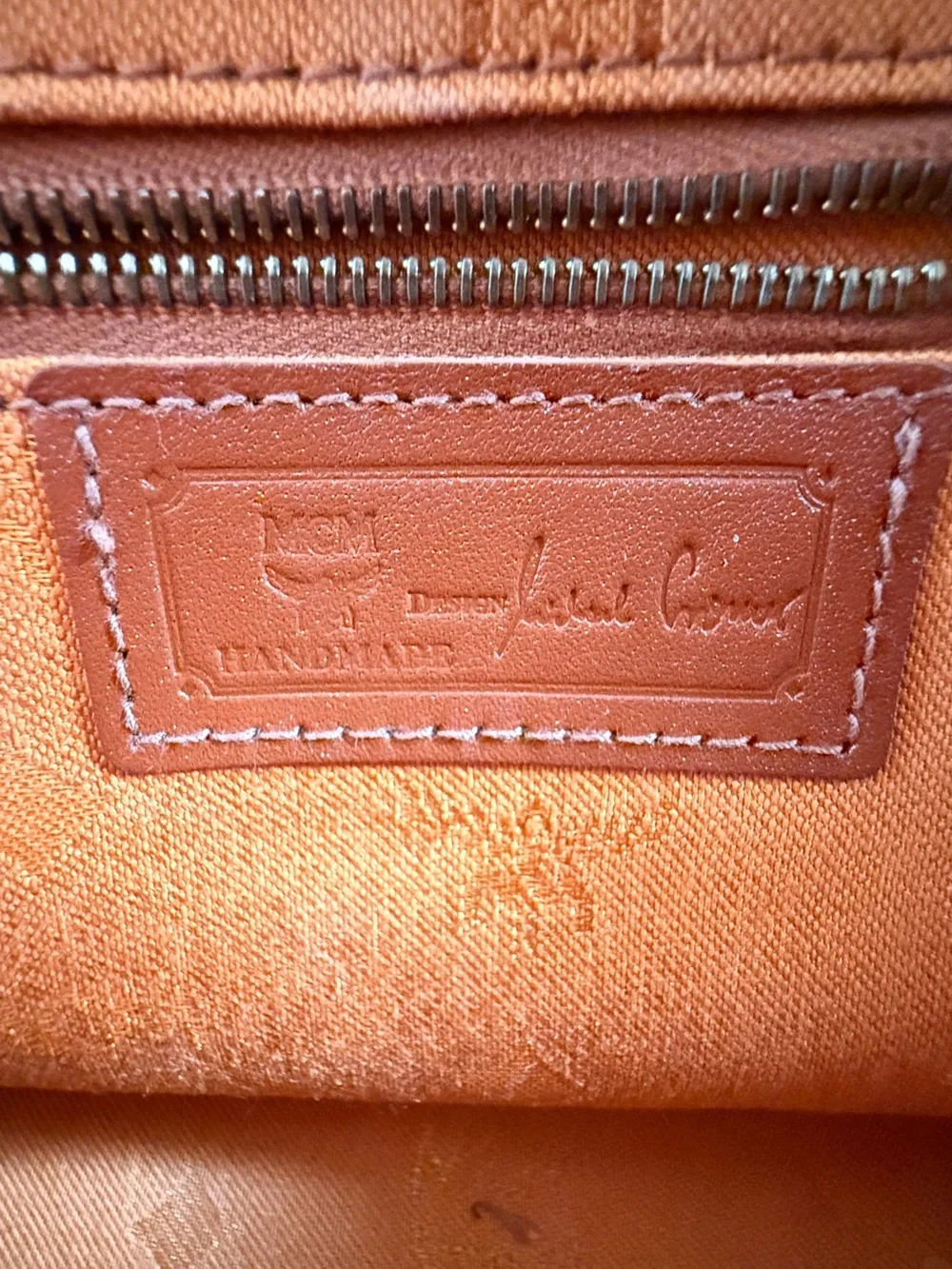MCM Cognac Visetos Dome Satchel in Tan and Brown
